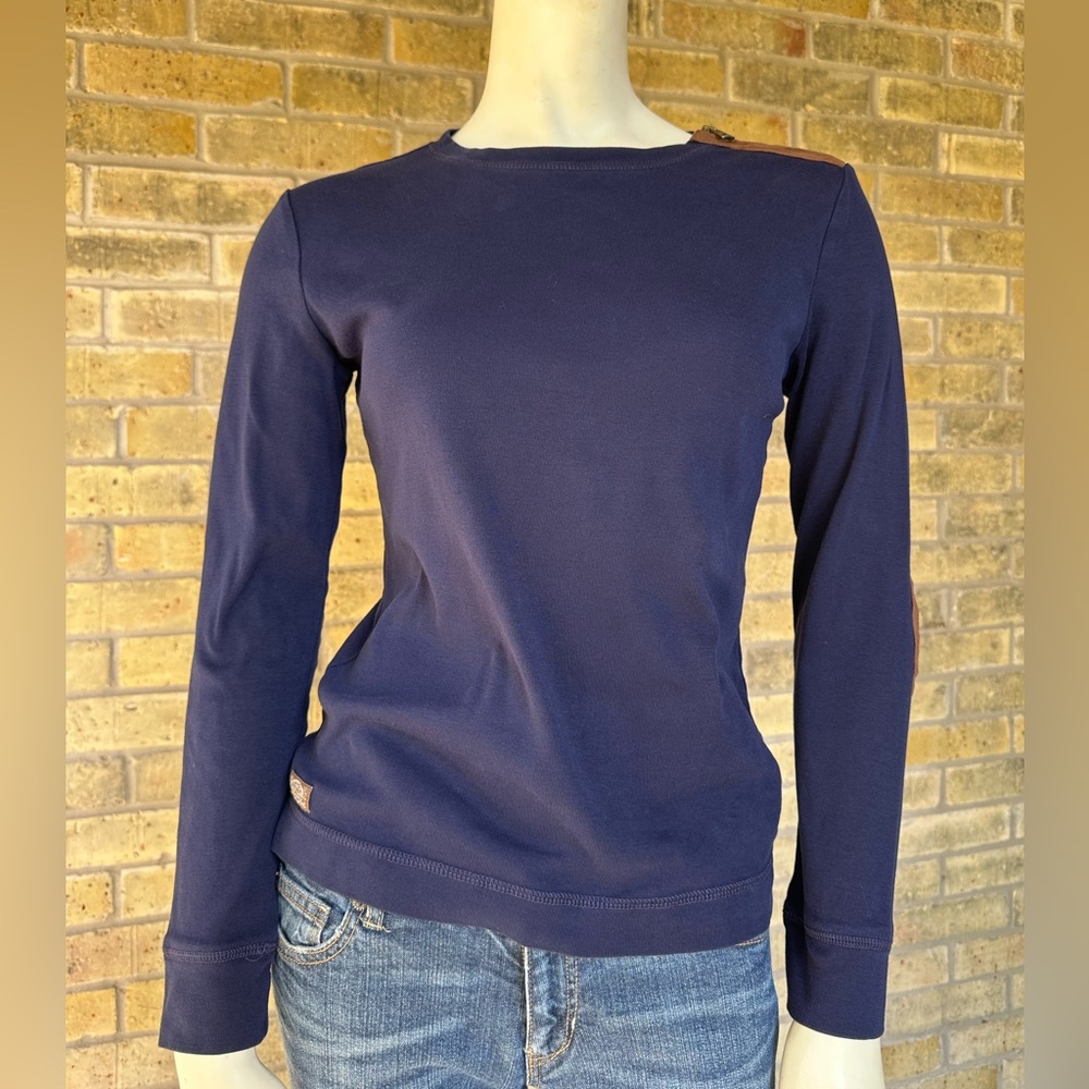 Equestrian style Lauren Ralph Lauren Navy Elbow Patch Top - Size M